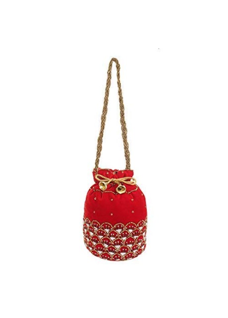 VOILA Stylish Handmade Collection Women Potli Bag_Red_VR_POT021